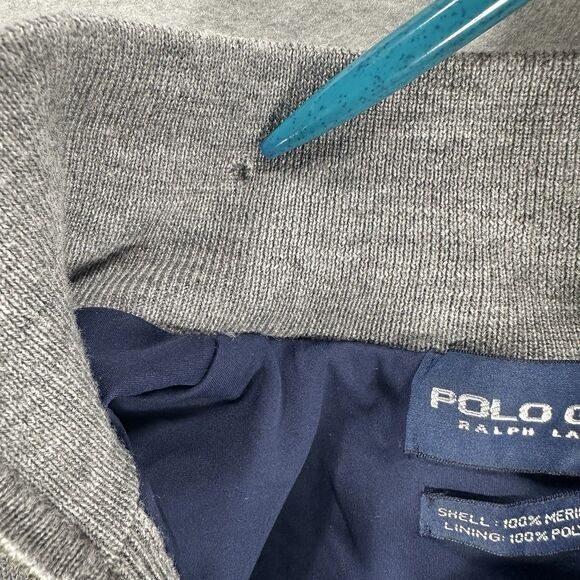 Polo Golf Ralph Lauren Men's XL 1/4 Zip 100% Merino Wool Gray Lined - see info. - Picture 11 of 14